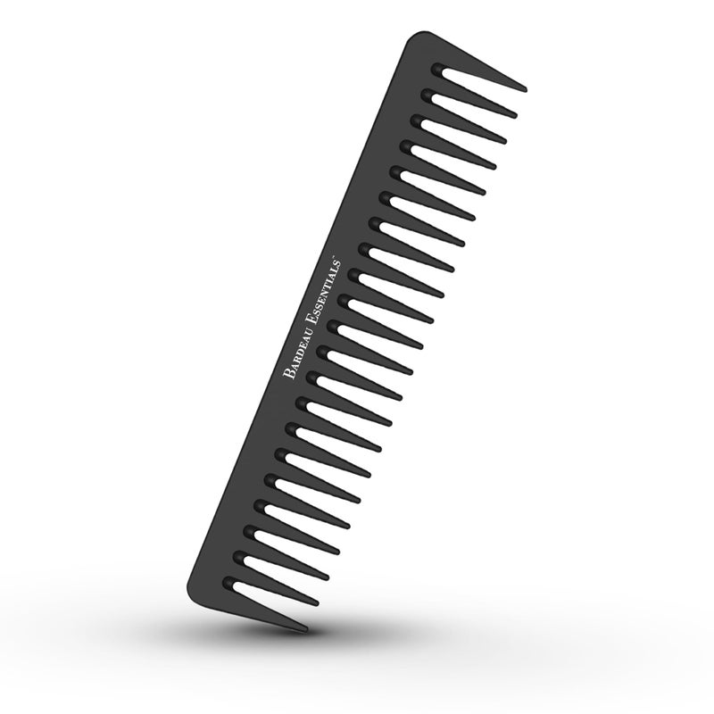 Bardeau Essentials Black Carbon Wide Tooth Comb (7 Inch) - Professional Detangling & Styling Tool for Men & Women, All Hair Types - Image 1